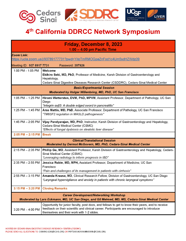 California DDRCC Network Symposium 12/8/2023